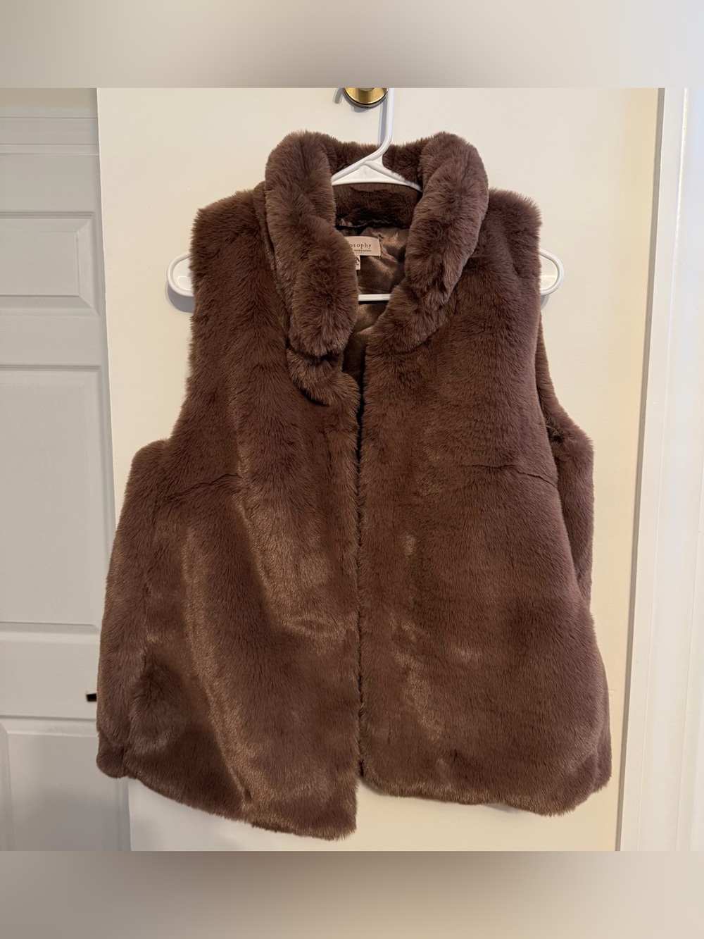 Philosophy ladies  Brown Faux Fur Vest large‎ beautiful